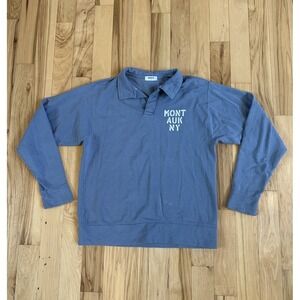 Mainstay Montauk Blue Pullover Long Sleeve Shirt Johnny Collar Coastal Preppy